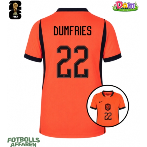 Nederländerna Denzel Dumfries #22 Hemmatröja Kvinnor VM 2026 Kortärmad